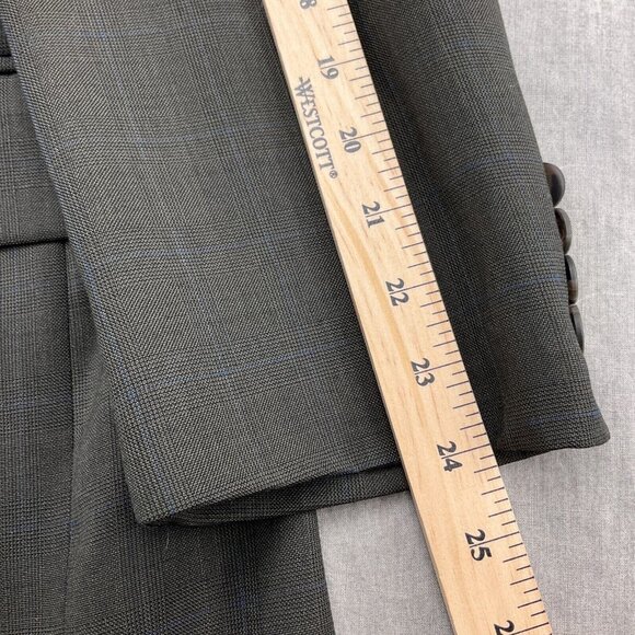 Chaps Ralph Lauren Blazer Men 42R Gray Blue Plaid Cashmere Wool Union Canada VTG - Picture 6 of 15